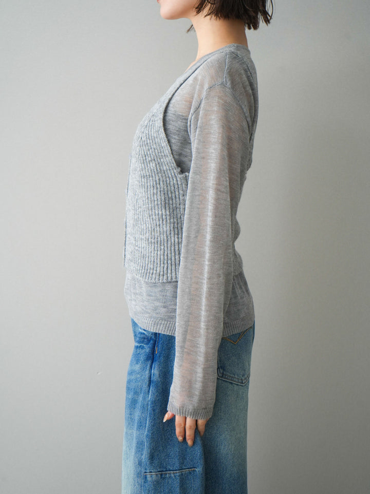 [予約]ビスチェアンサンブルシアーニット/gray