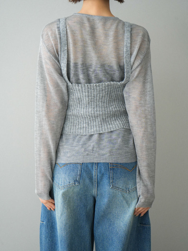 [予約]ビスチェアンサンブルシアーニット/gray