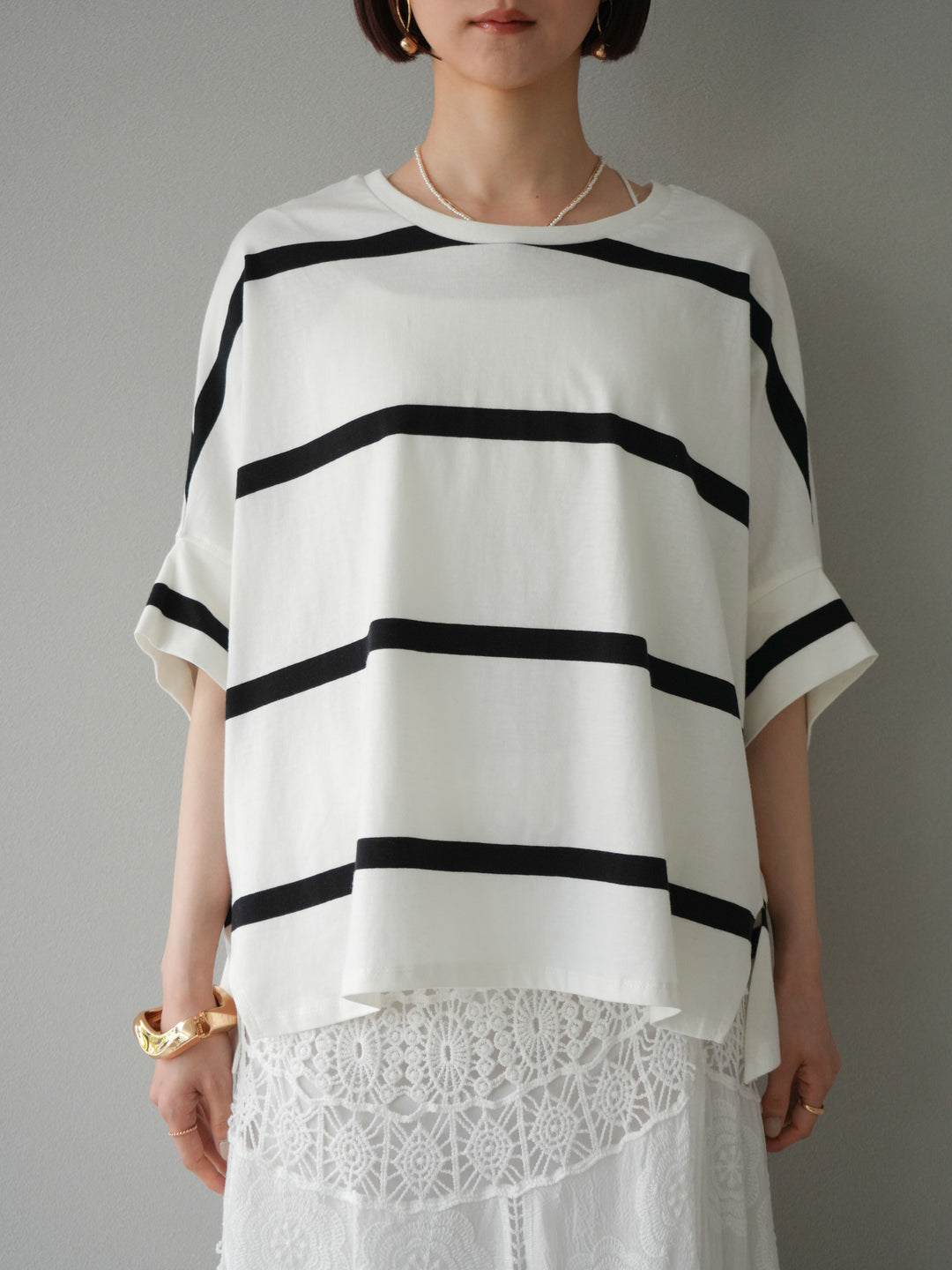 [予約]ボーダードルマンBIG Tシャツ/オフ✕ブラック