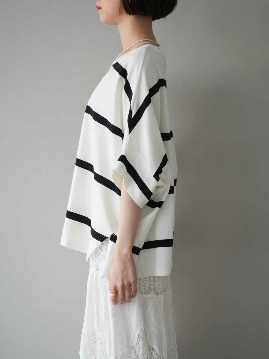 [予約]ボーダードルマンBIG Tシャツ/オフ✕ブラック