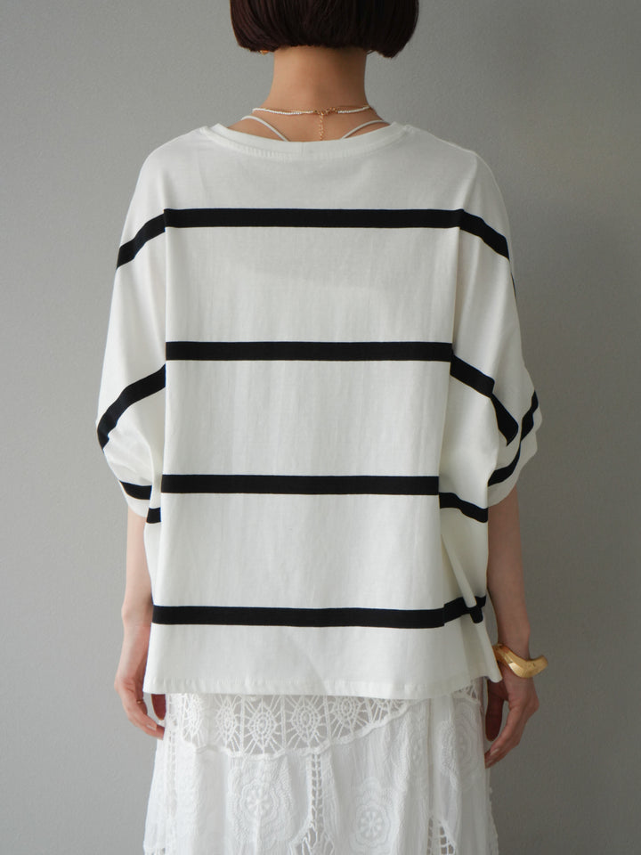 [予約]ボーダードルマンBIG Tシャツ/オフ✕ブラック