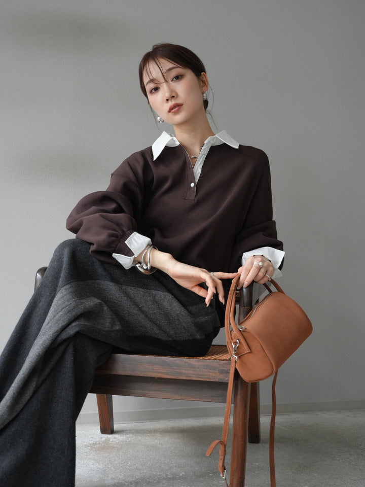 [SET]襟付きポロニットプルオーバー+選べるアクセセット(2set)