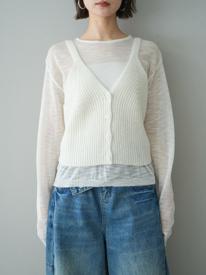 [予約]ビスチェアンサンブルシアーニット/white