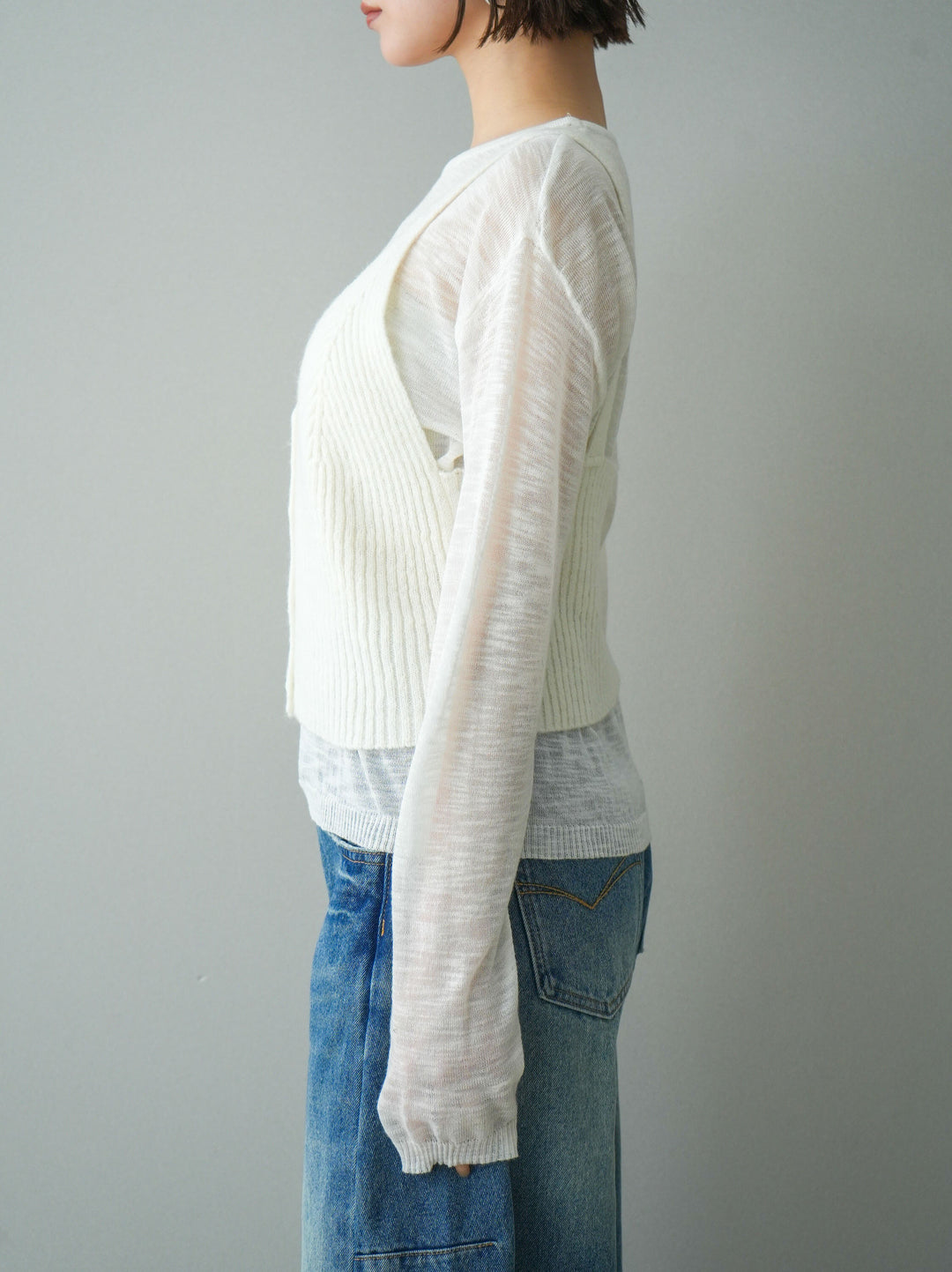 [予約]ビスチェアンサンブルシアーニット/white