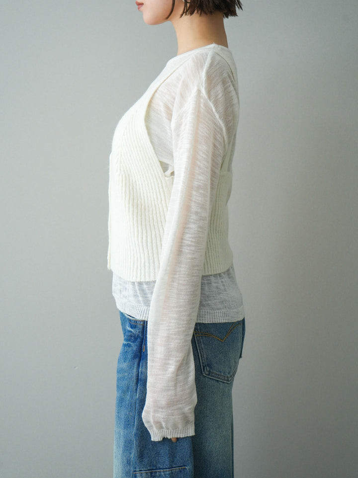 [予約]ビスチェアンサンブルシアーニット/white