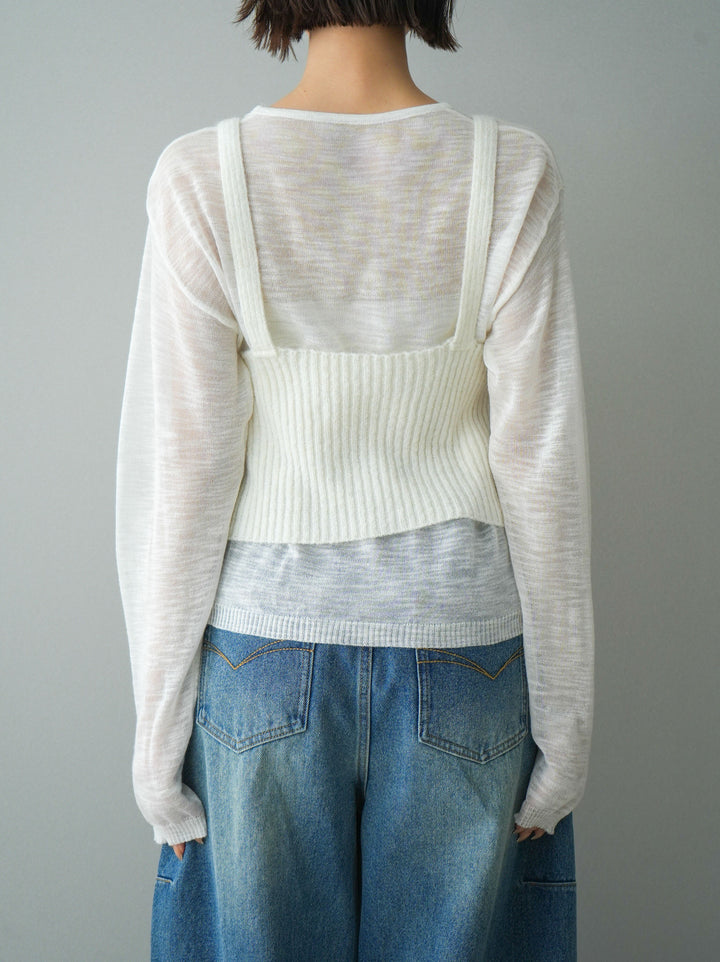 [予約]ビスチェアンサンブルシアーニット/white