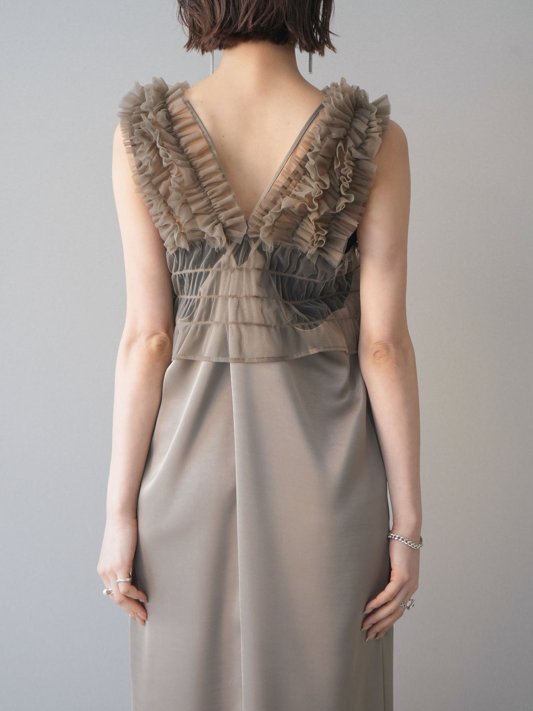 [予約]チュールフリルアンサンブルキャミソールドレス 3点SET/beige