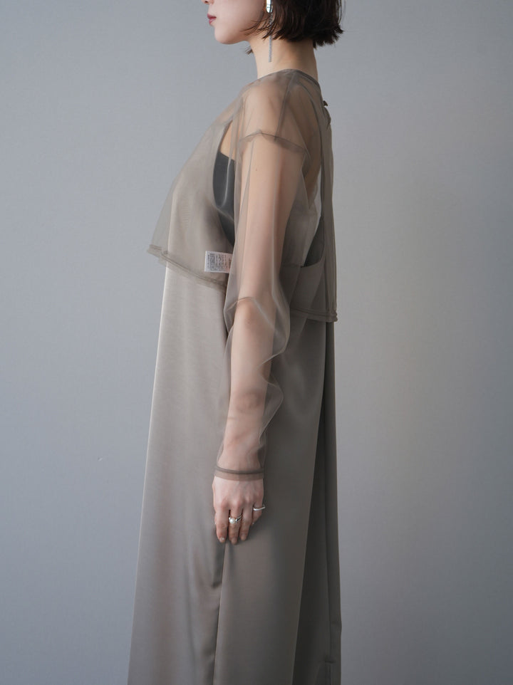 [予約]チュールフリルアンサンブルキャミソールドレス 3点SET/beige