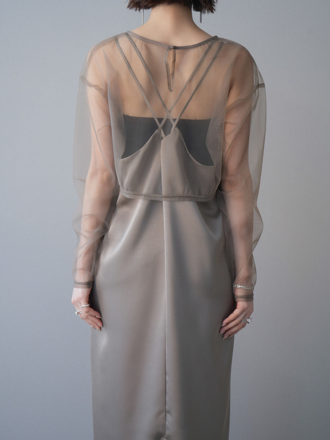 [予約]チュールフリルアンサンブルキャミソールドレス 3点SET/beige