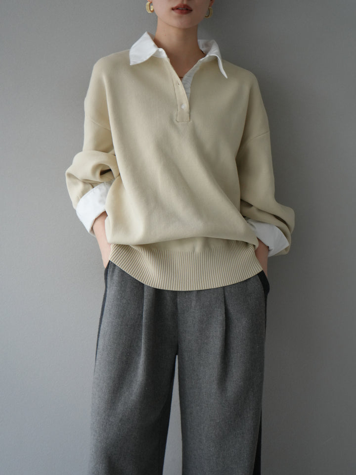 [SET]襟付きポロニットプルオーバー+選べるアクセセット(2set)