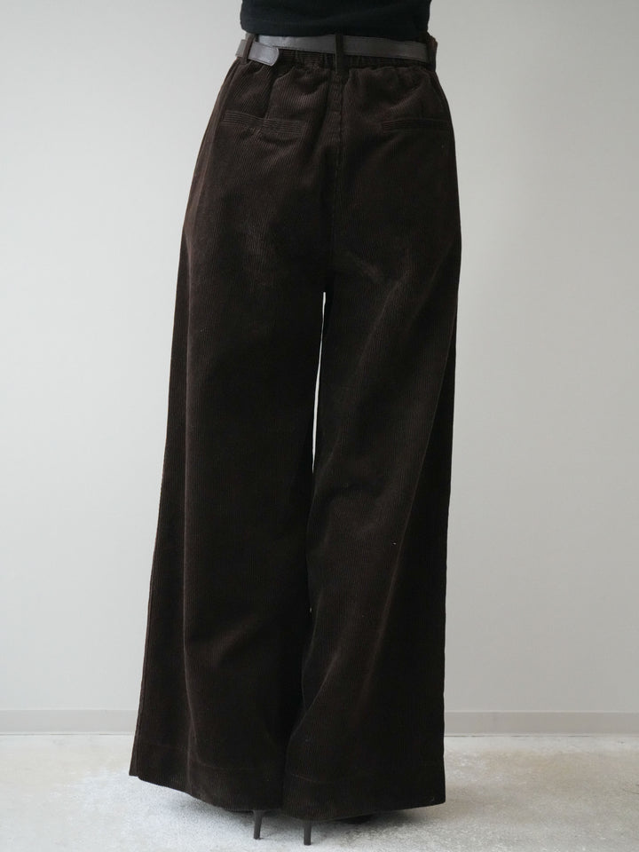 [予約]ベルト付コーデュロイワイドパンツ/brown