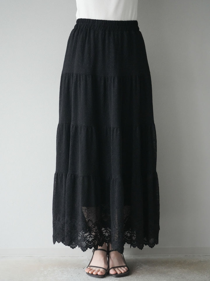 [予約]レースロングスカート/ブラック