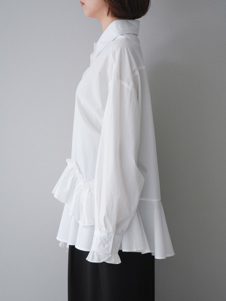 [予約]ラッフルデザインティアードブラウス/white
