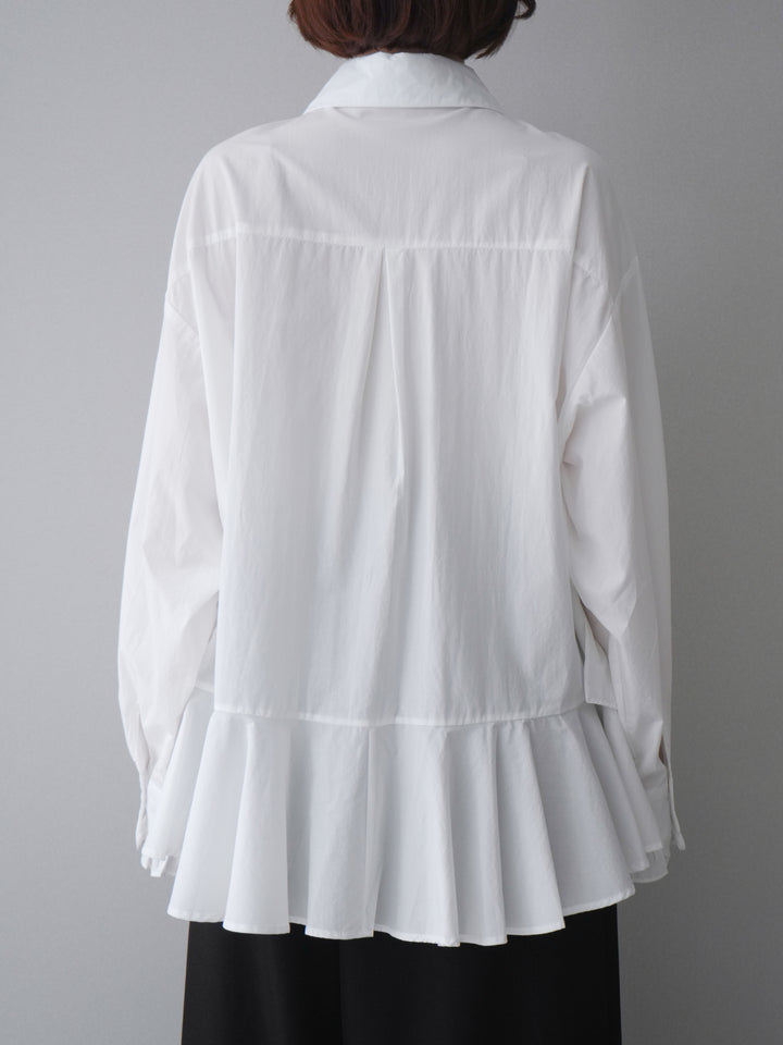 [予約]ラッフルデザインティアードブラウス/white