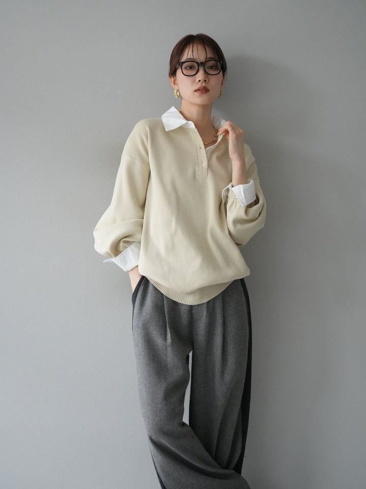 [SET]襟付きポロニットプルオーバー+選べるアクセセット(2set)