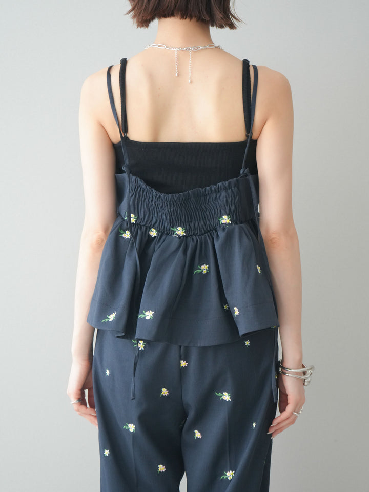 [予約]フラワー刺繍ビスチェ/navy