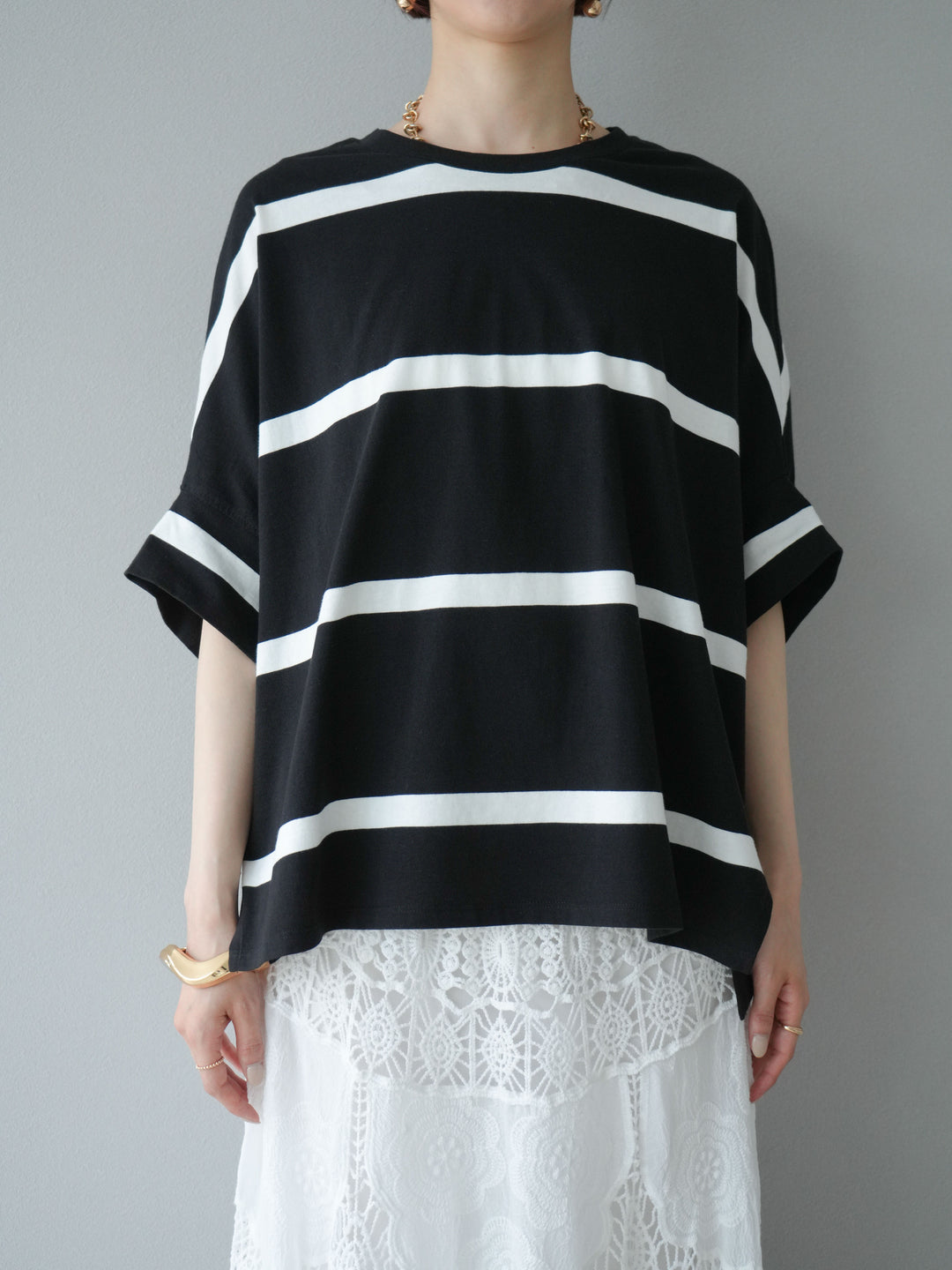 [予約]ボーダードルマンBIG Tシャツ/ブラック✕オフ