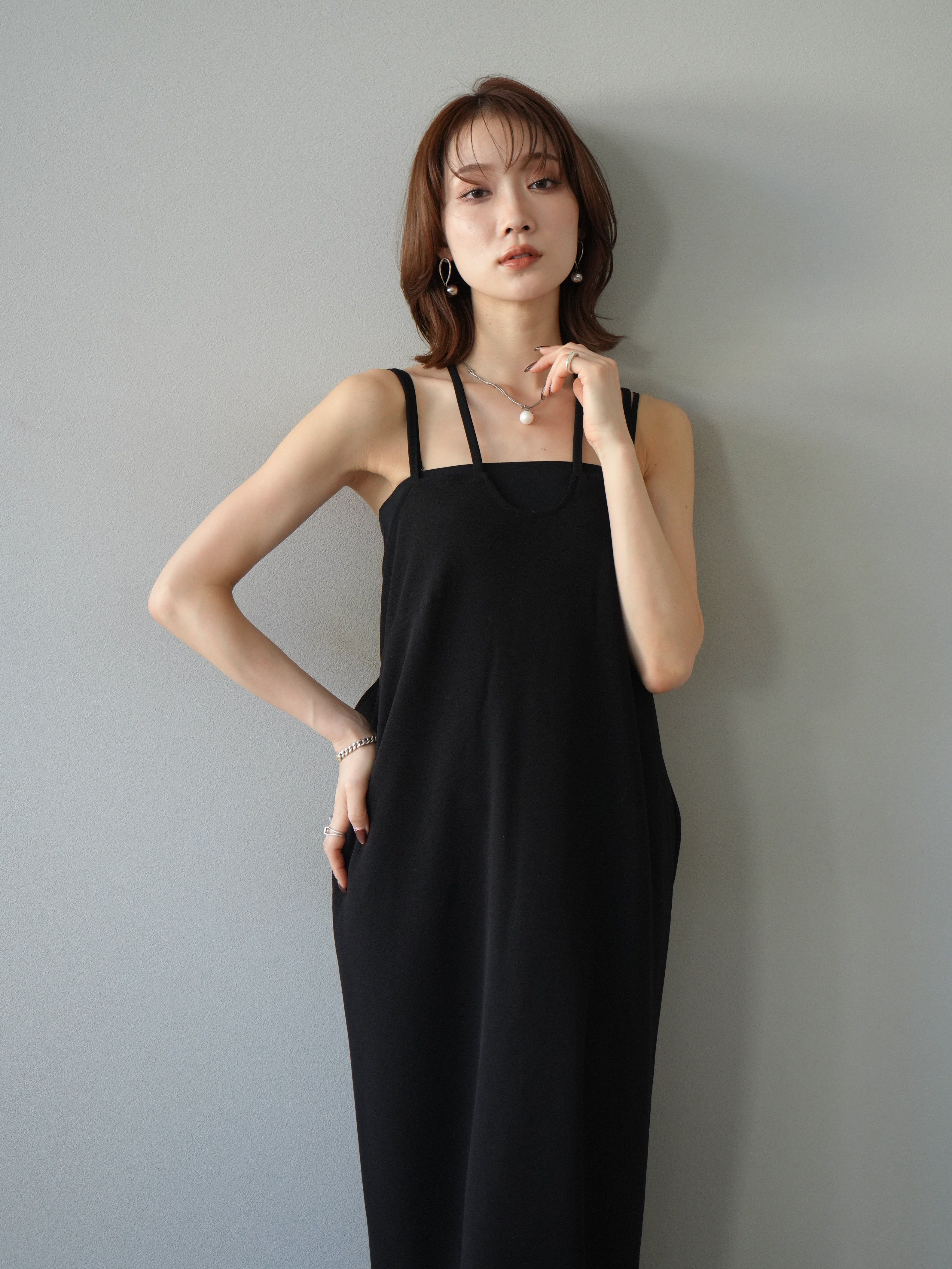 IENA カギバリキャミ  ブラック ONE SIZE NEW ITEM｜クラフト感がかわいい 主役キャミワンピース - iki(イキ