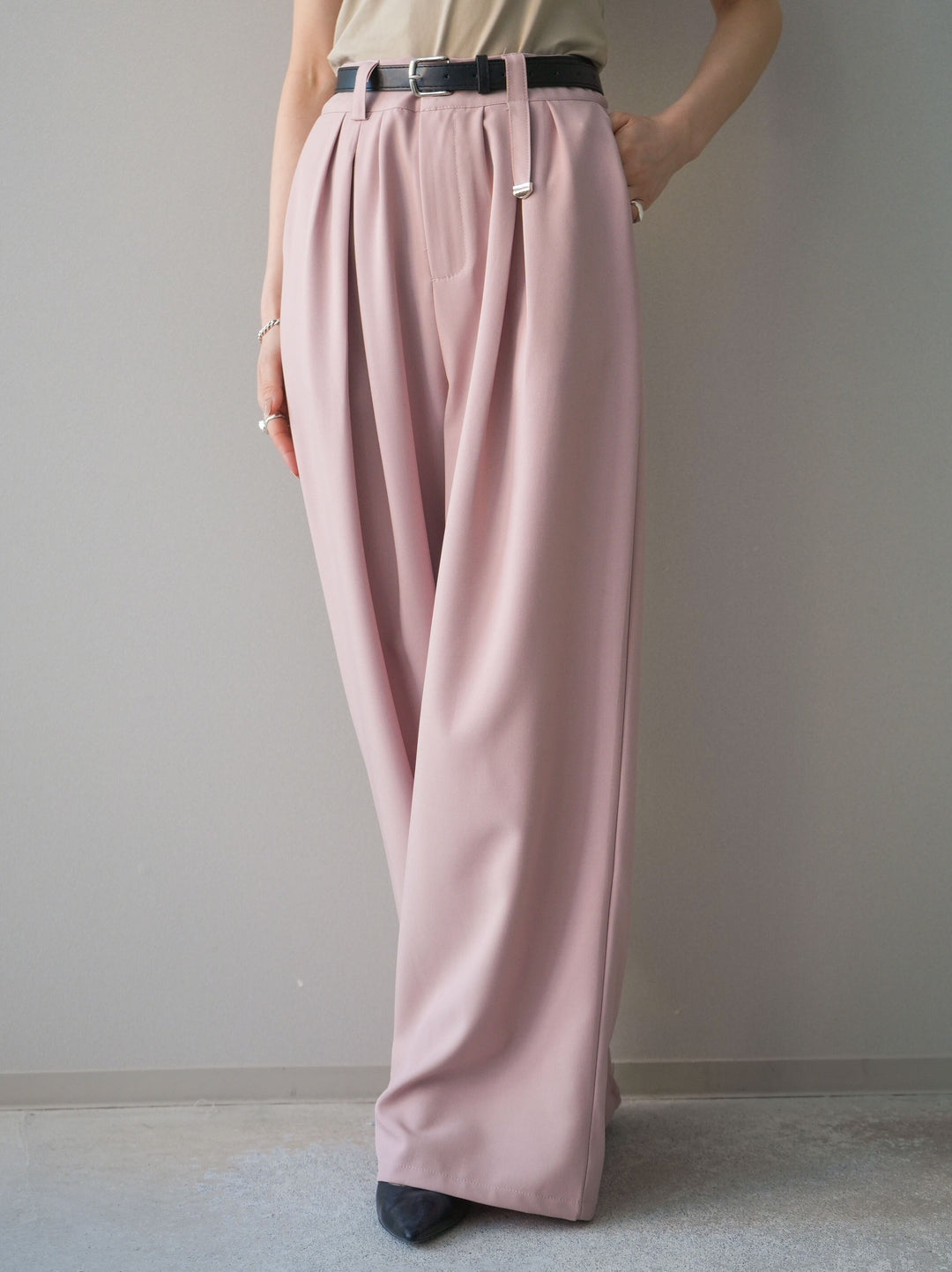 [予約]ベルト付キーホルダーモチーフワイドパンツ/pink