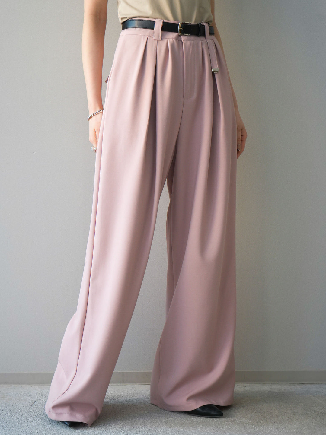 [予約]ベルト付キーホルダーモチーフワイドパンツ/pink