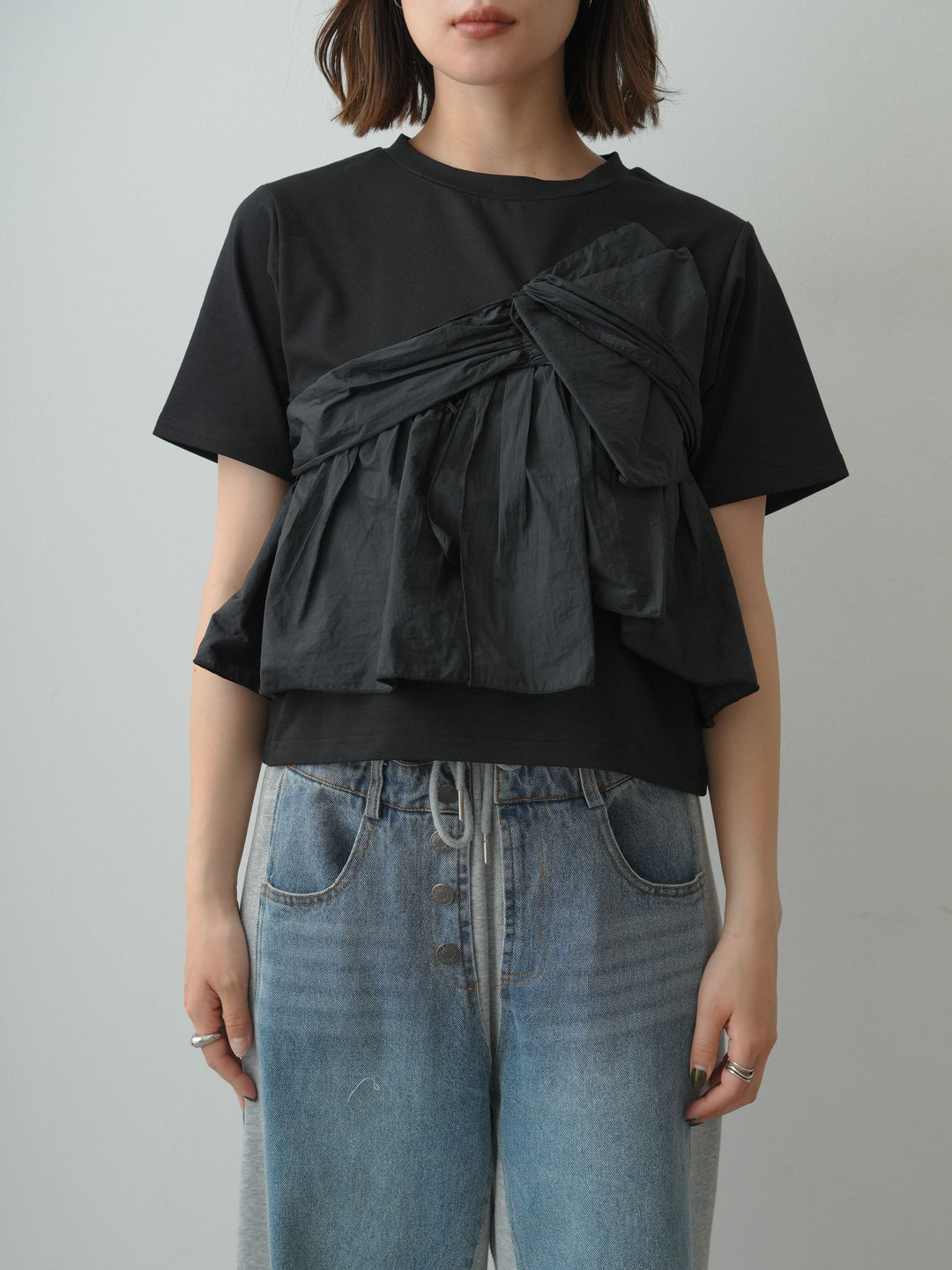 [予約]ナイロンドッキングツイストTEE /black