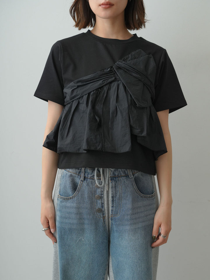[予約]ナイロンドッキングツイストTEE /black