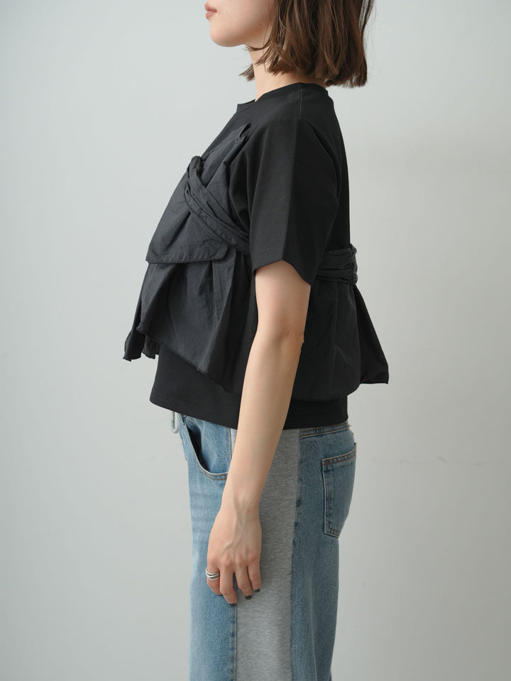 [予約]ナイロンドッキングツイストTEE /black