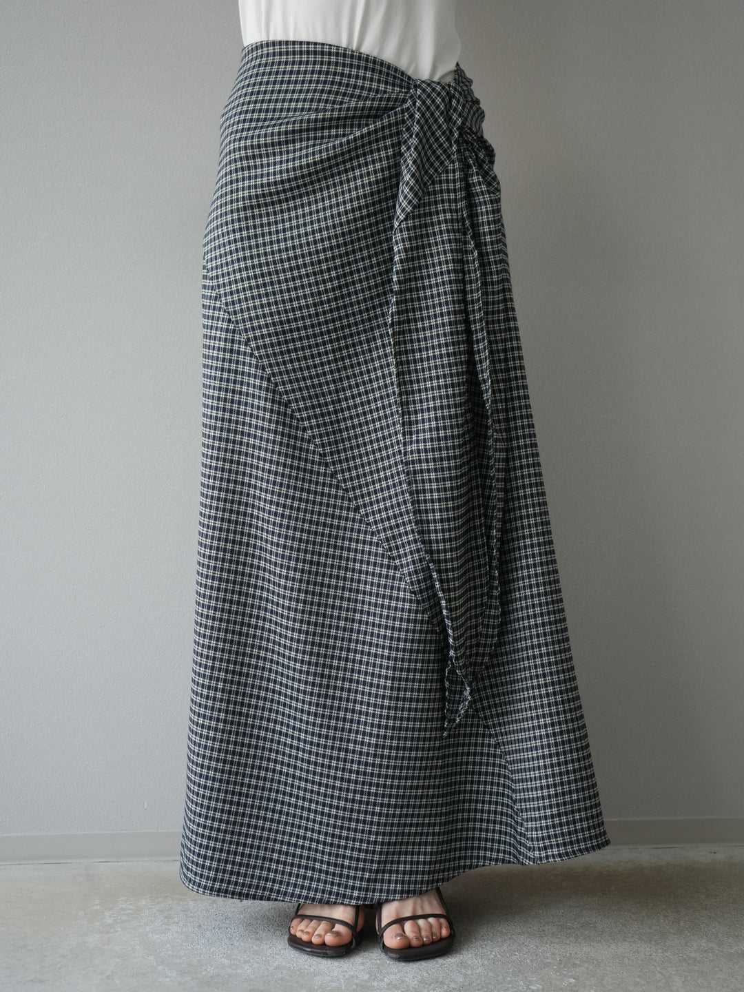 [予約]サイド巻きツイルスカート/チェック