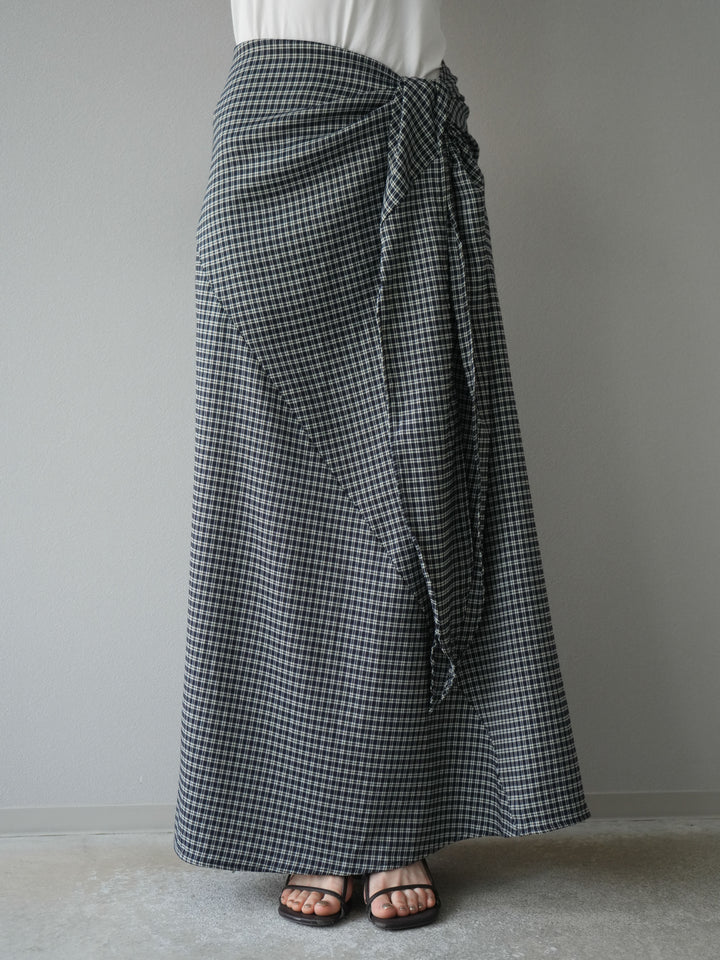 [予約]サイド巻きツイルスカート/チェック
