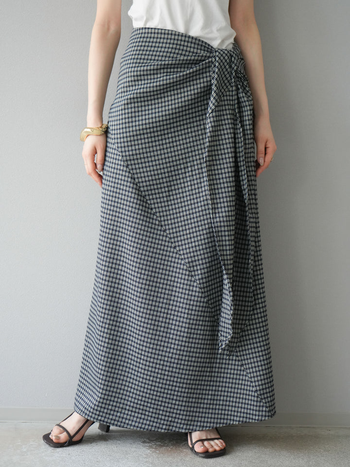 [予約]サイド巻きツイルスカート/チェック