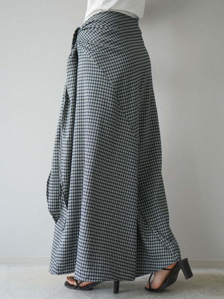 [予約]サイド巻きツイルスカート/チェック