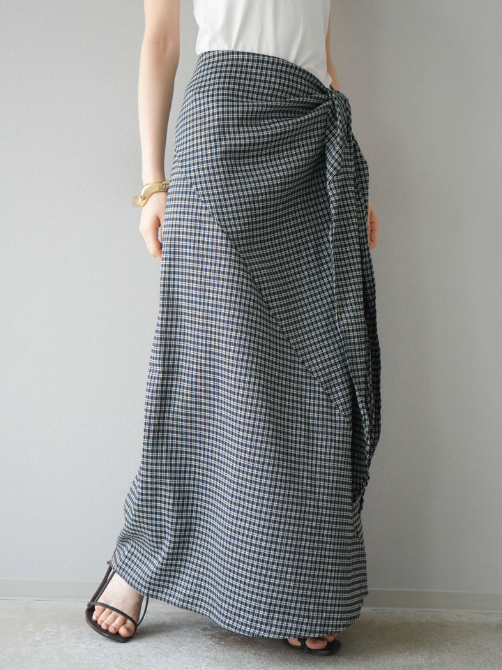 [予約]サイド巻きツイルスカート/チェック