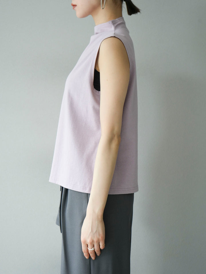 [Pre-order] Bottleneck sleeveless T-shirt/Earth pink