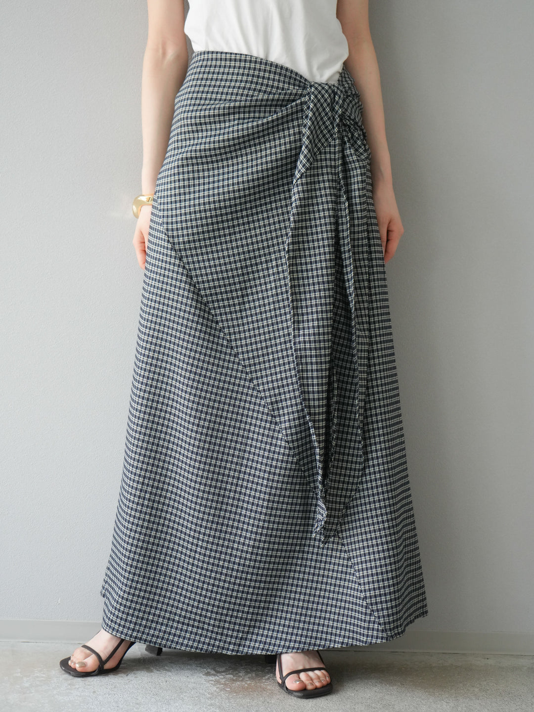 [予約]サイド巻きツイルスカート/チェック
