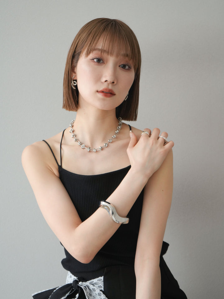 [予約]スクエアウェーブワンタッチバングル/シルバー