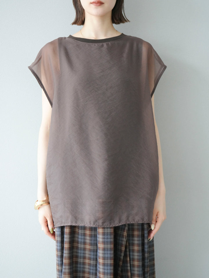 [予約]シアーレイヤードトップス/ダークブラウン