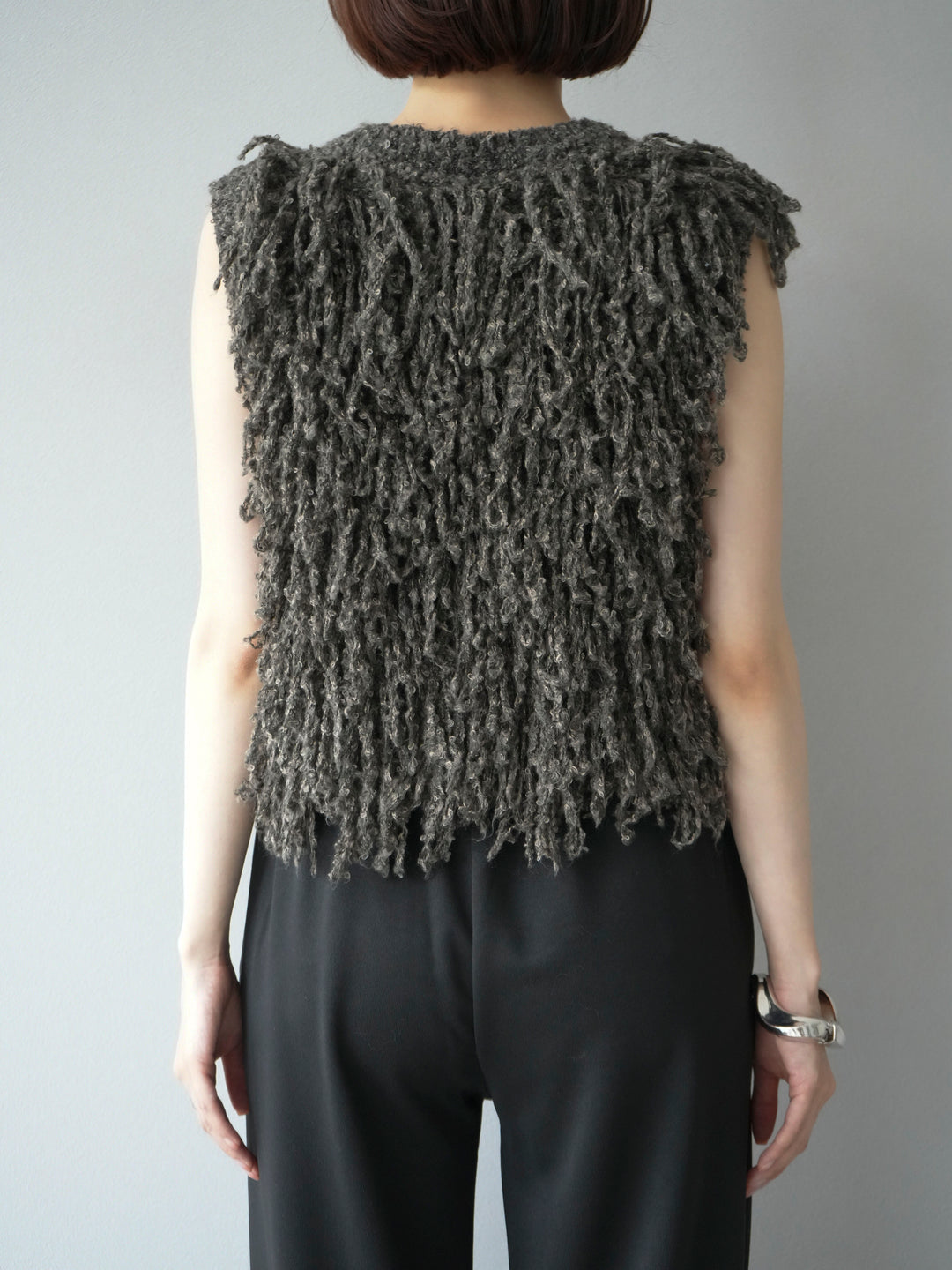 [予約]フリンジループニットベスト/ブラウン