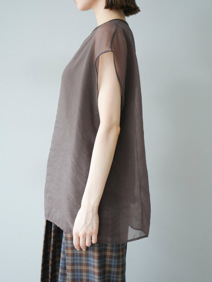 [予約]シアーレイヤードトップス/ダークブラウン