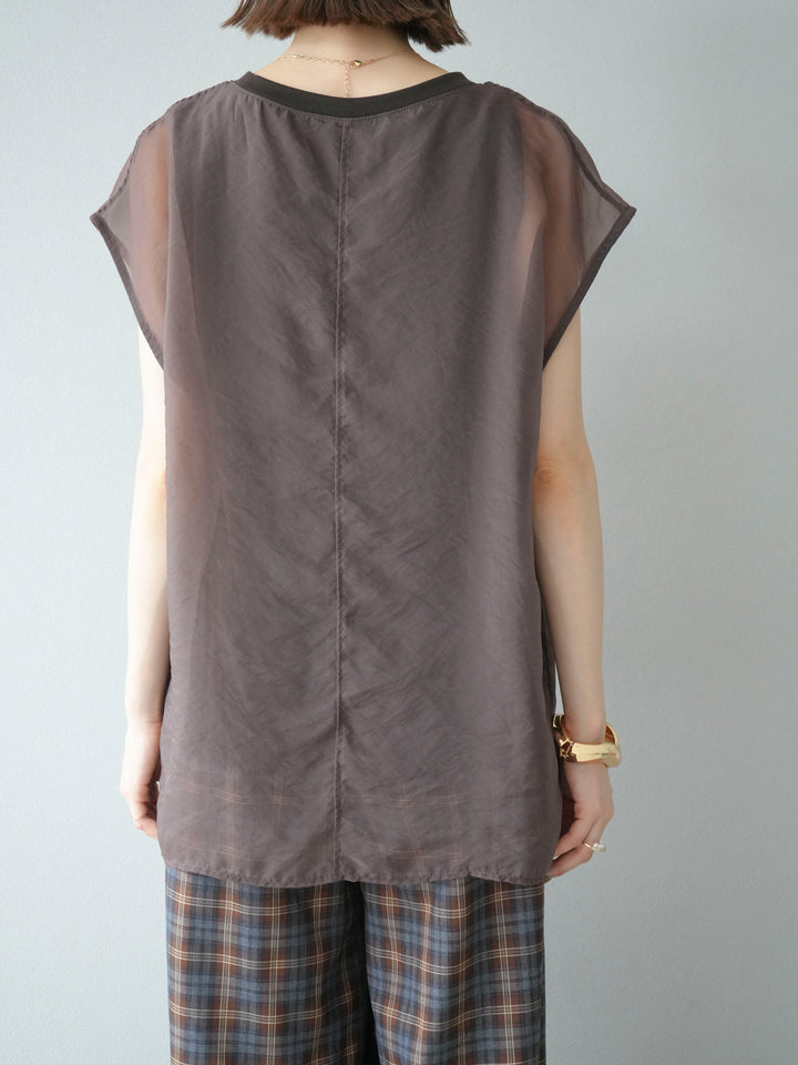 [予約]シアーレイヤードトップス/ダークブラウン