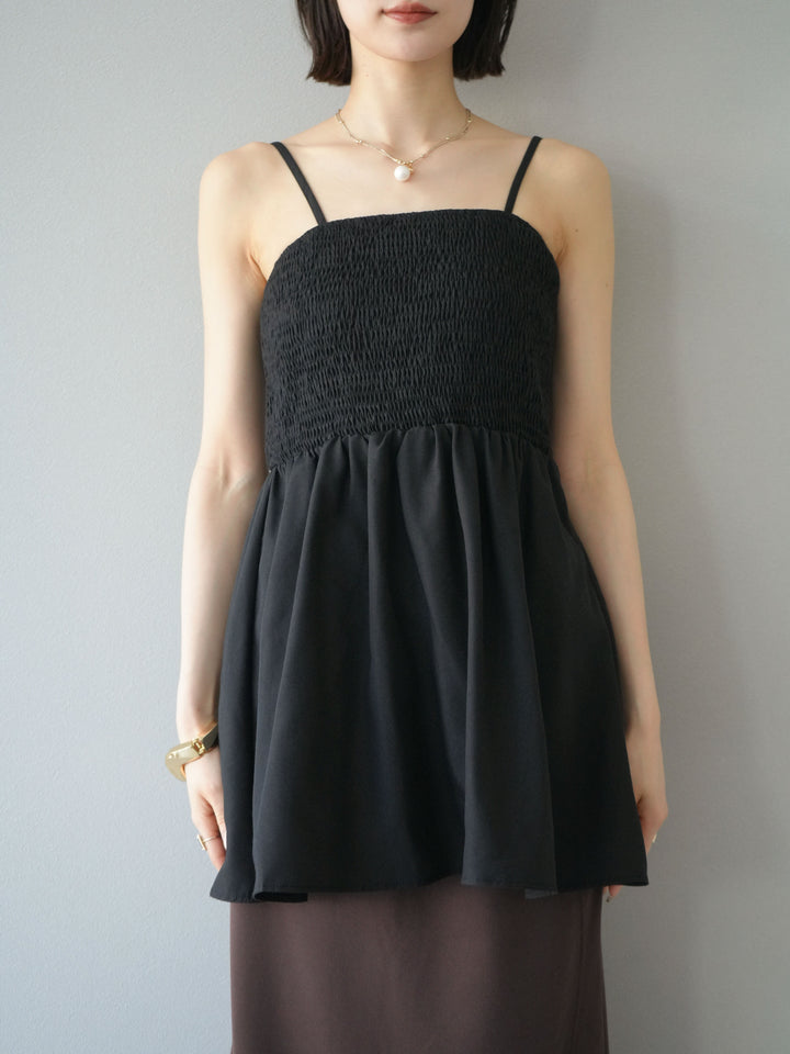 [予約]シャーリングフレアキャミプルオーバー/ブラック