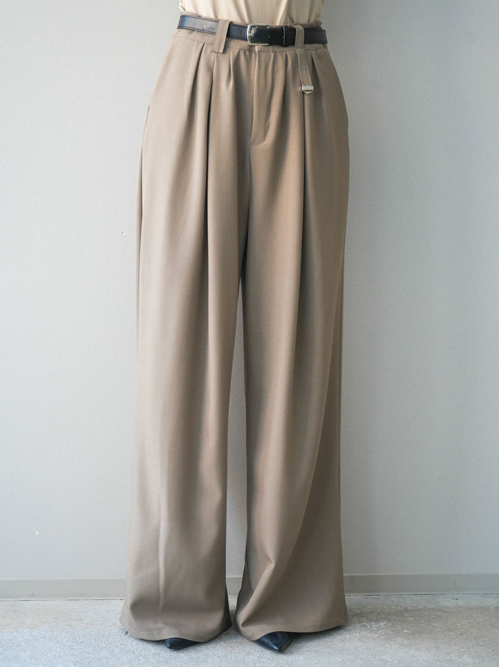 [予約]ベルト付キーホルダーモチーフワイドパンツ/mocha
