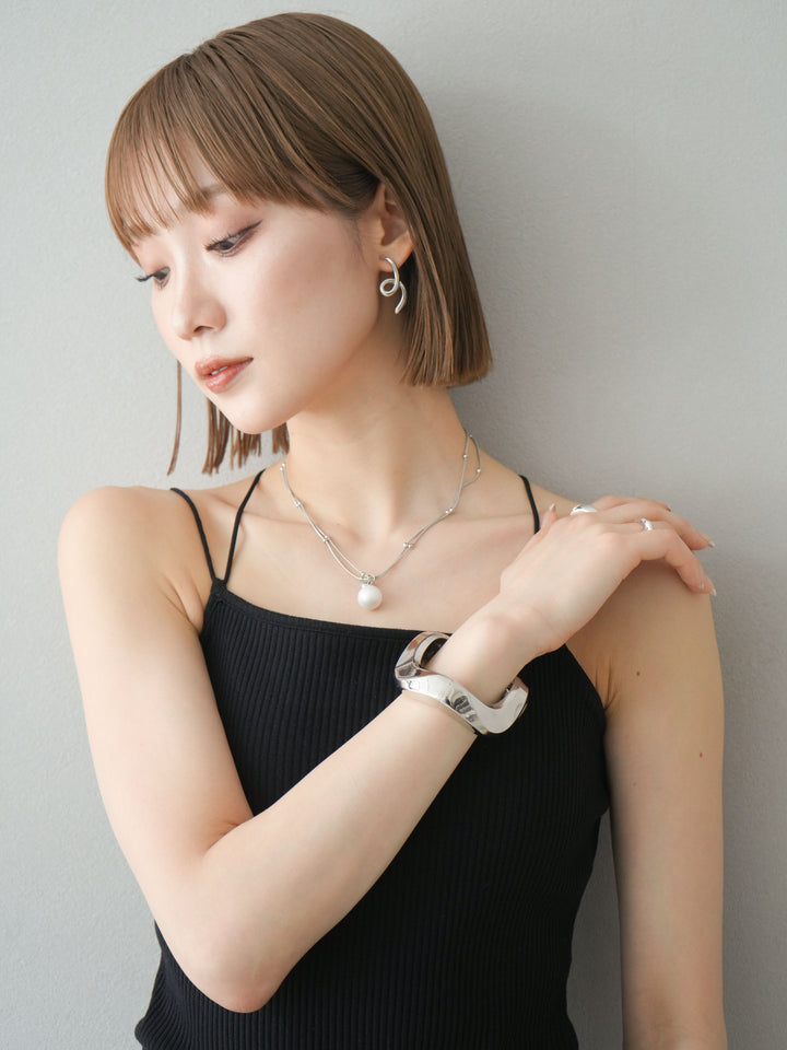 [予約]スクエアウェーブワンタッチバングル/シルバー