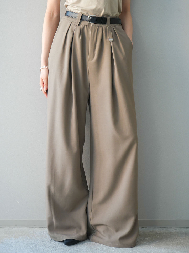[予約]ベルト付キーホルダーモチーフワイドパンツ/mocha