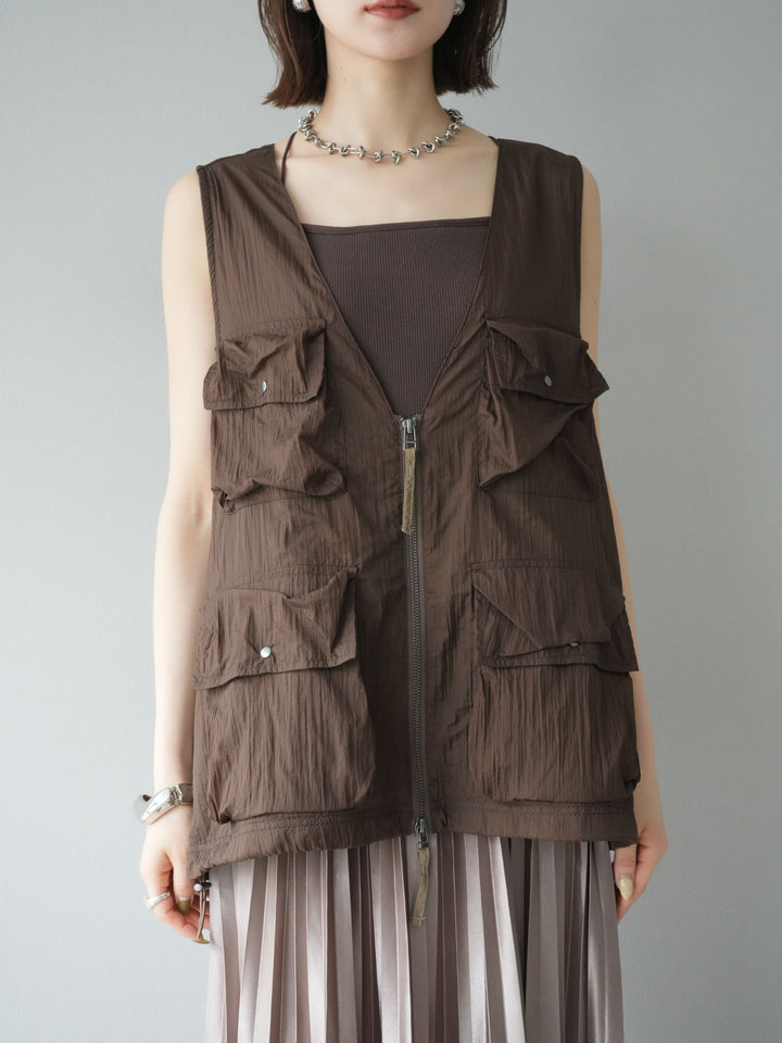 [予約]ナイロンBIGポケットシアーベスト/ブラウン