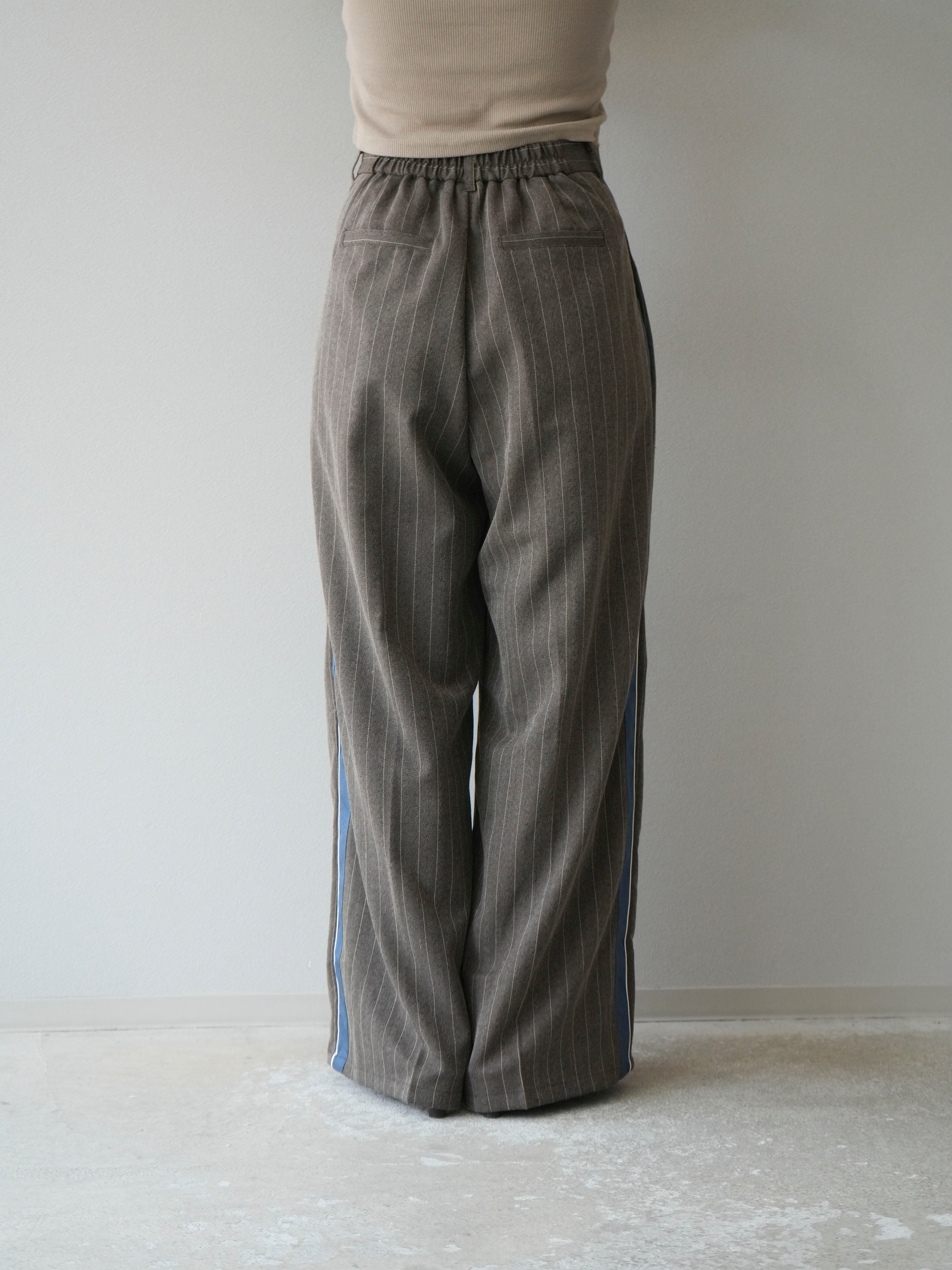 予約]サイドラインストライプワイドパンツ/ブラウン – Lumier