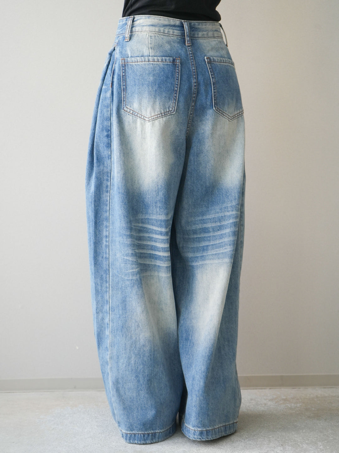 [予約]フロントポケットサイドタックワイドデニム/lightblue