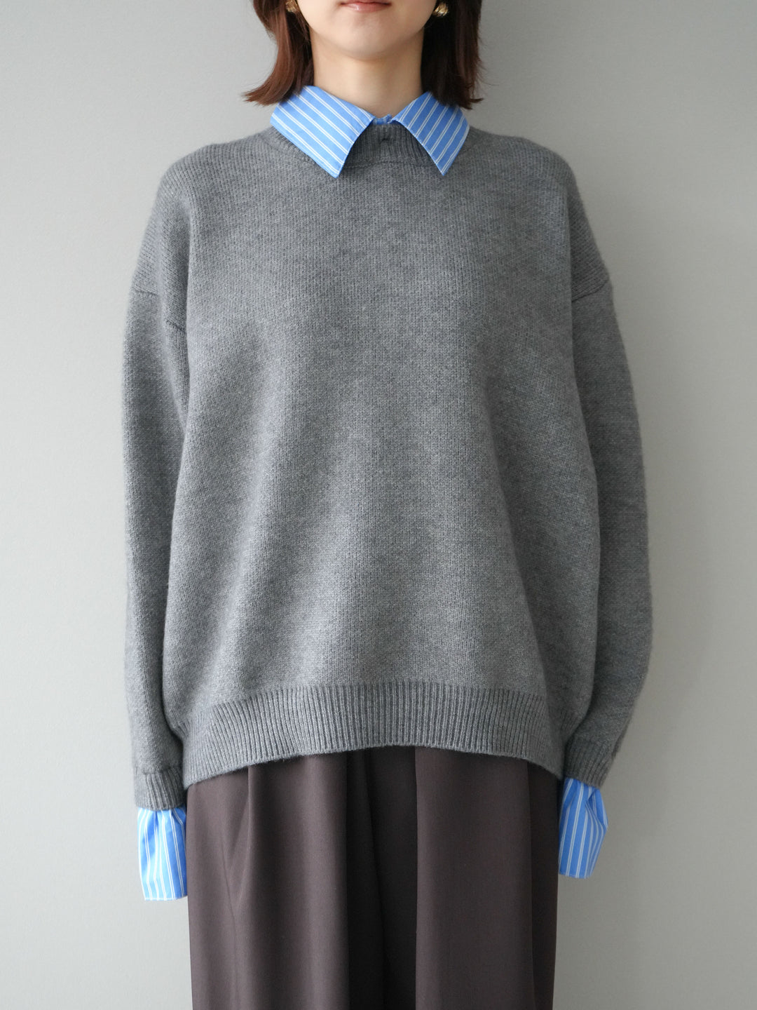 [予約]2WAY襟ニットプルオーバー/gray