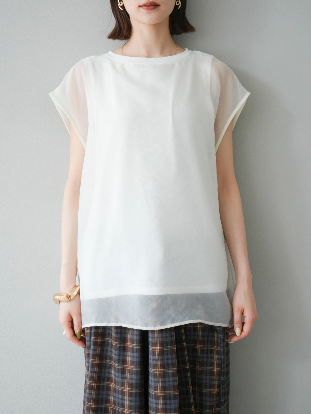 [予約]シアーレイヤードトップス/アイボリー