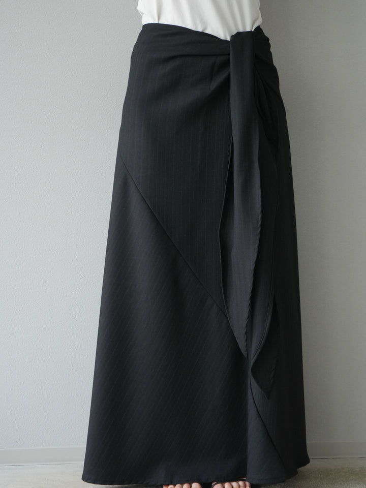 [予約]サイド巻きツイルスカート/ブラック