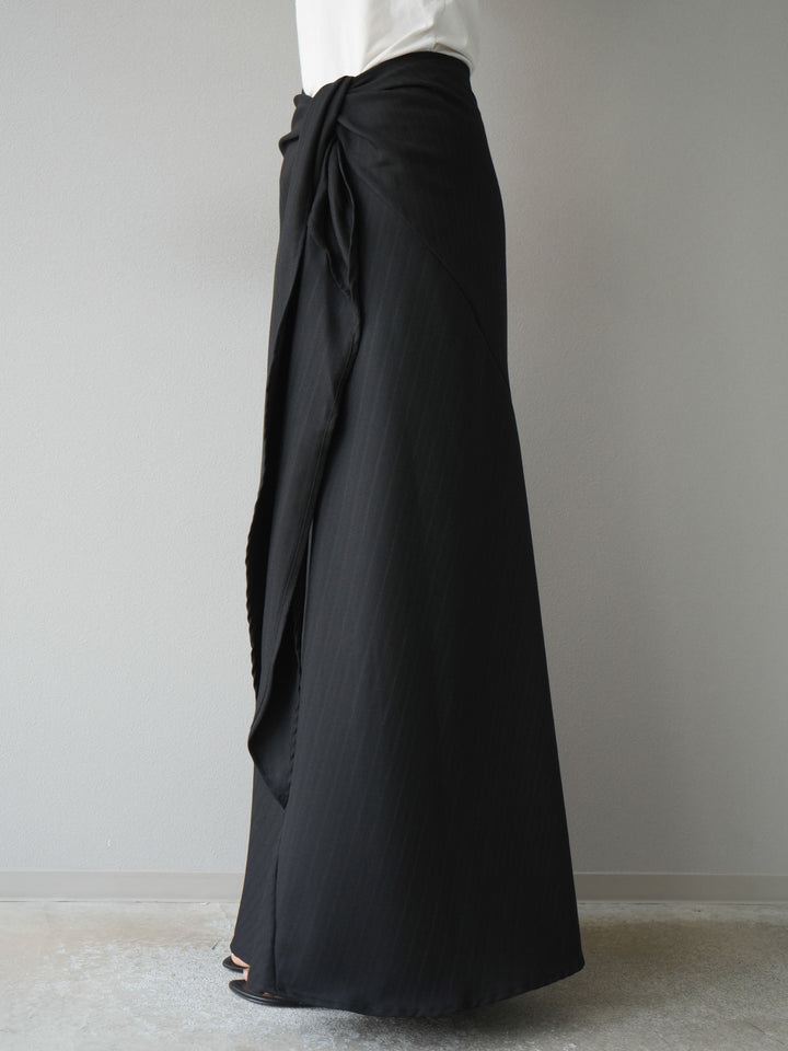 [予約]サイド巻きツイルスカート/ブラック